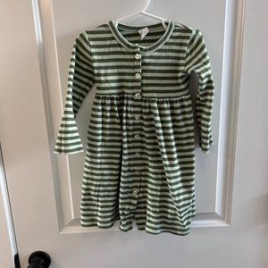 Kate Quinn 3t Long Sleeve Green Stripe Button Front Dress